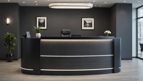 Comptoir d'accueil avec finition gris anthracite : style assuré